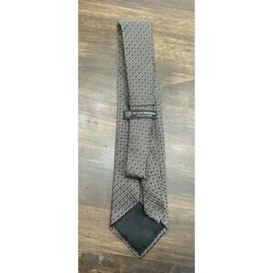 Hickey Freeman Gold Brown Geometric Pattern Silk Tie Hand Made In Italy